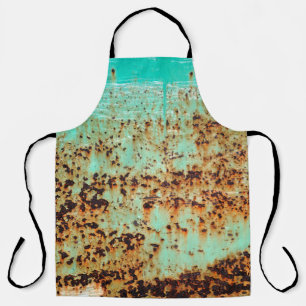 steel surface. An old weathered Green Apron