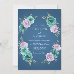 Steel Teal Painted Wedding Invitation
