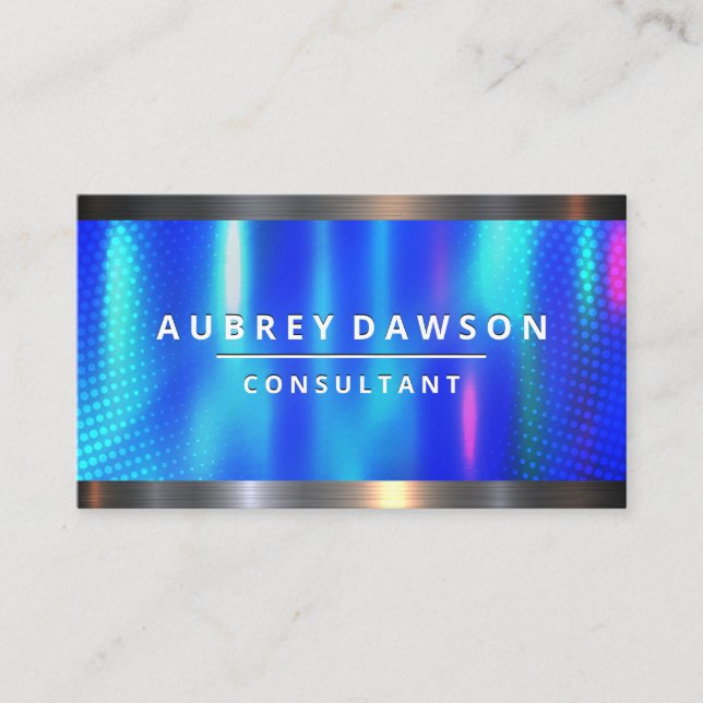 Steel Trim | Metallic Blue Business Card (Front)