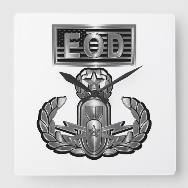 Steel Type Design Master EOD Square Wall Clock (Front)