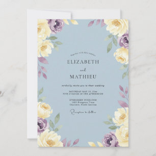 Steel Violet Bloom Wedding Invitation