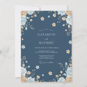 Steel Warm Gold Petal Wedding Invitation