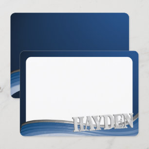 Steel Wave Flat Card Thank You with Name