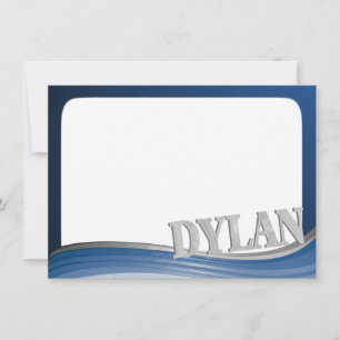 Steel Wave with Name Dylan Flat Note Card