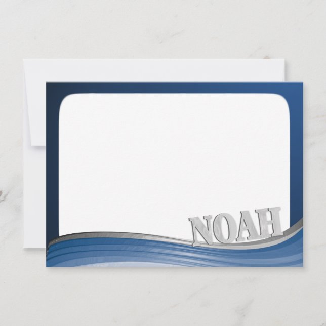 Steel Wave with Name Noah Flat Note Card (Front)
