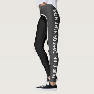 Steel/White/Black Customisable Text Leggings