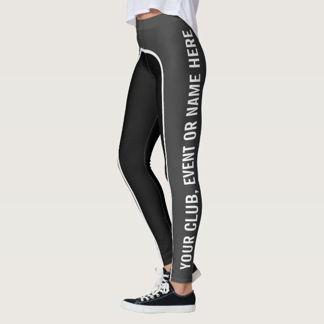 Steel/White/Black Customisable Text Leggings (Left)