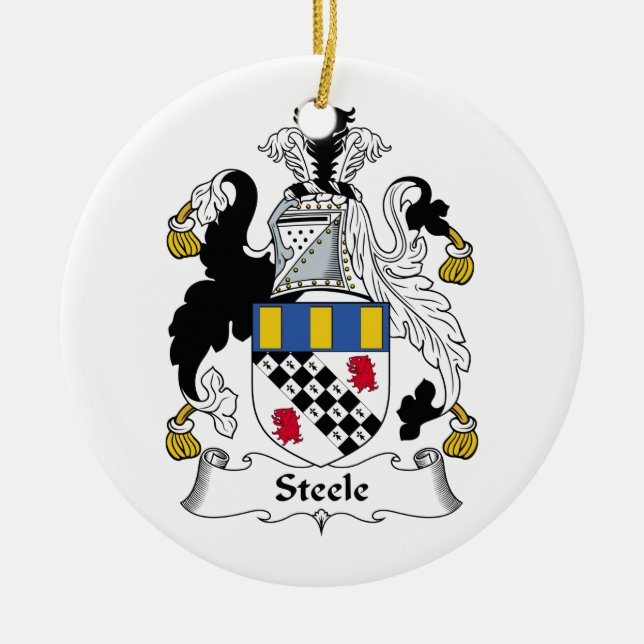 Steele Family Crest Ceramic Tree Decoration (Front)