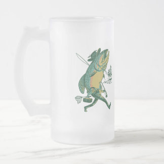 Steelhead Trout in his trousers Frosted Glass Beer Mug