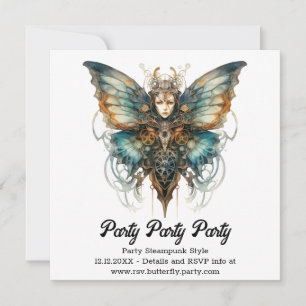 Steelswift Peacock Butterfly Steampunk Wedding  Announcement