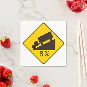 Steep Grade Traffic Sign Trucking Hauling Caution Napkin