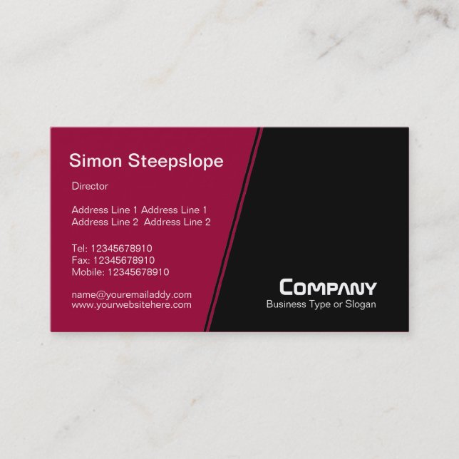 Steep Slope - Crimson Maroon and Black Business Card (Front)