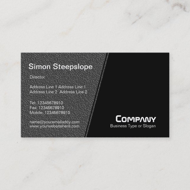 Steep Slope - Dark Grey Embossed Texture Business Card (Front)