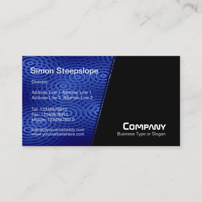 Steep Slope - Electric Rain (Blue) and Black Business Card (Front)