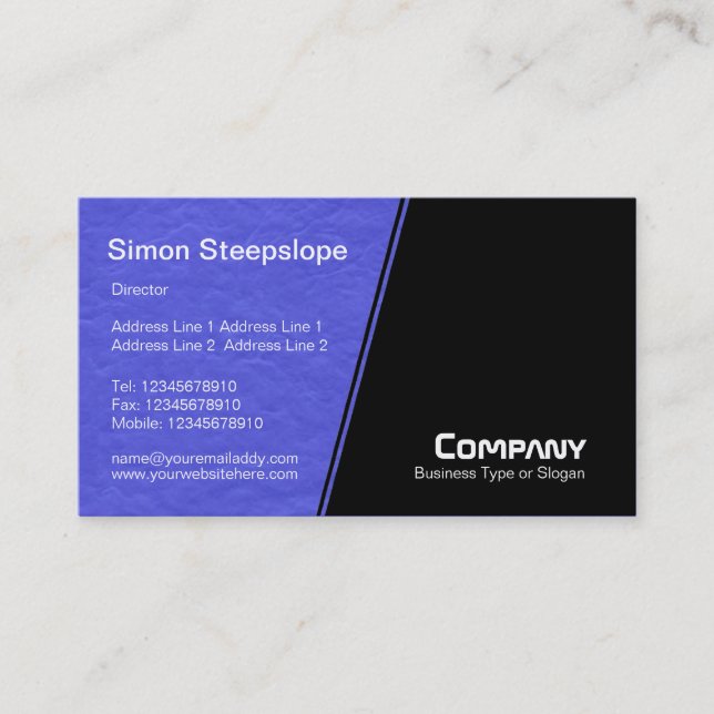 Steep Slope - Mid Blue Wavy Paper Texture Business Card (Front)
