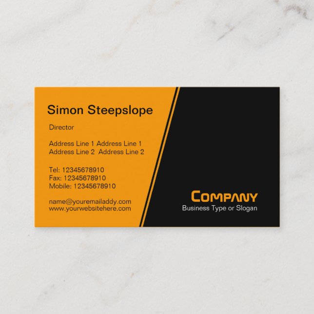 Steep Slope - Orange and Black Business Card (Front)