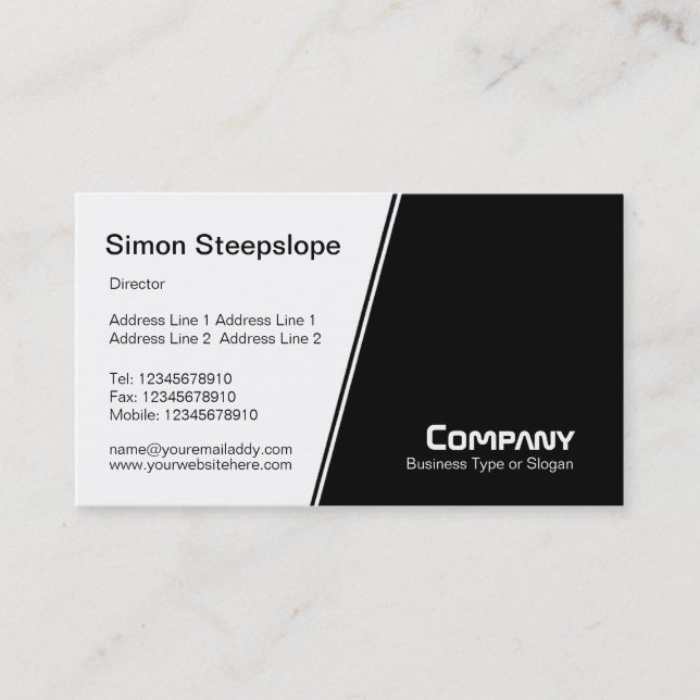 Steep Slope - White and Black Business Card (Front)