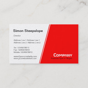 Steep Slope - White and Red (Gold) Business Card