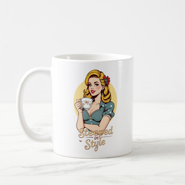 Steeped in Style Glamourous Retro Tea Drinkers Coffee Mug (Left)