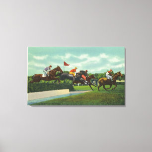Steeple Chase Water Jump at Race Track Canvas Print
