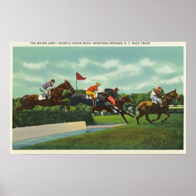 Steeple Chase Water Jump at Race Track Poster (Front)