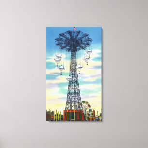 Steeplechase Park Parachute Jump Daytime Scene Canvas Print