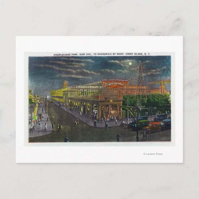 Steeplechase Park Surf Ave to Broadway at Postcard (Front)