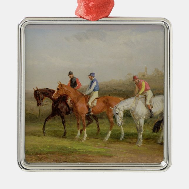 Steeplechasing: At the Start (oil on canvas) Metal Tree Decoration (Front)