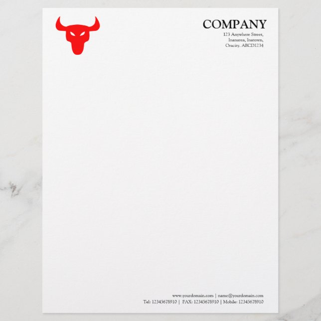 Steer Red Symbol - White Customized Letterhead (Front)