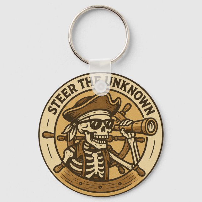 Steer The Unknown Pirate Skeleton Key Ring (Front)