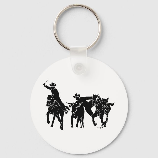 Steer Wrestling 1 Key Ring (Front)