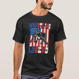 Steer Wrestling Legend American Flag Rodeo Bulldog T-Shirt