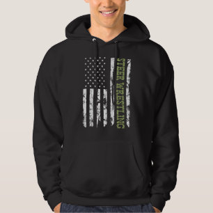 Steer Wrestling Patriotic American Flag Rodeo Bull Hoodie