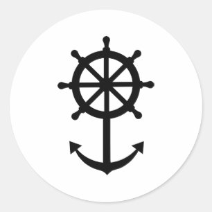 Steering wheel anchor classic round sticker