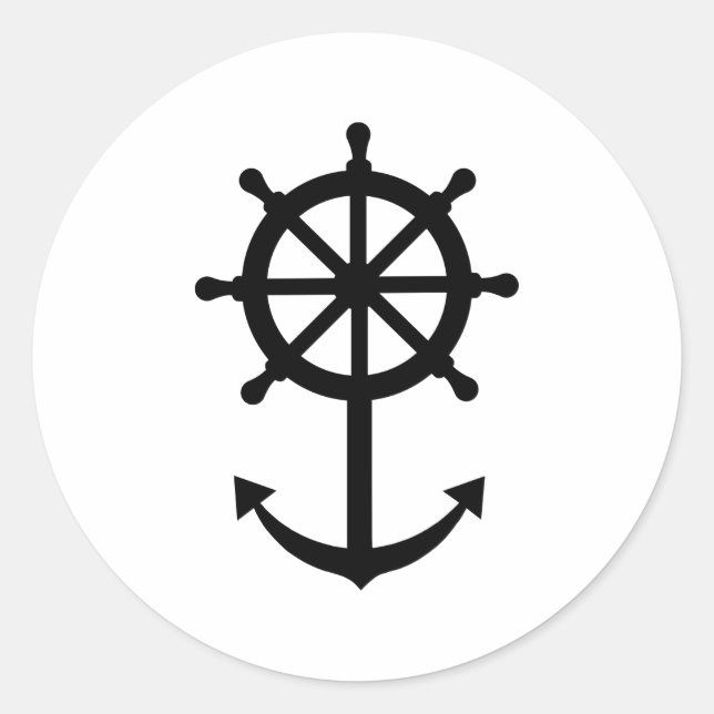 Steering wheel anchor classic round sticker (Front)