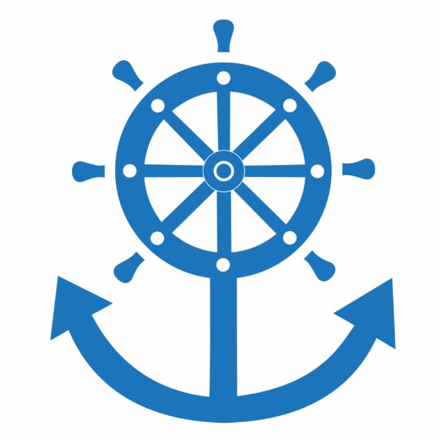 Steering wheel and anchor photo sculpture key ring (Front)