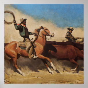 “Steers to Market” Western Art by Maynard Dixon Poster