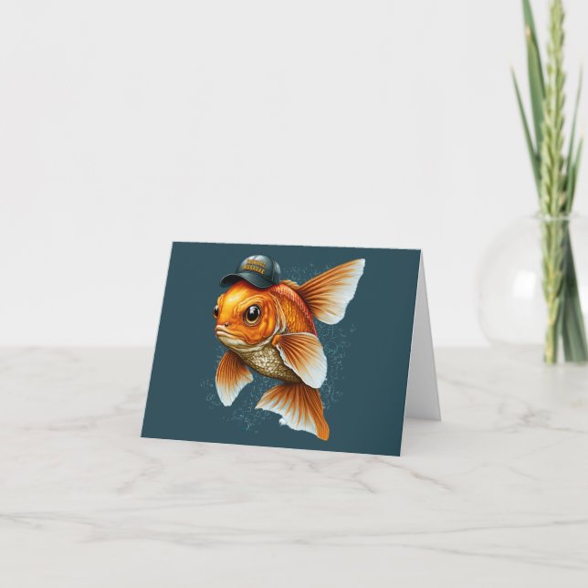 Steet Goldfish in Hat Nowruz Mobarak  Holiday Card (Front)