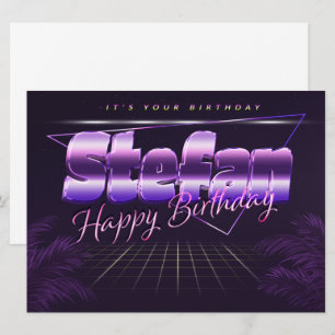 Stefan Name Vorname lila retro Karte Geburtstag Card