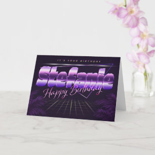 Stefanie Name Vorname lila retro Karte Geburtstag Card