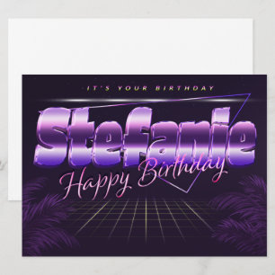 Stefanie Name Vorname lila retro Karte Geburtstag Card