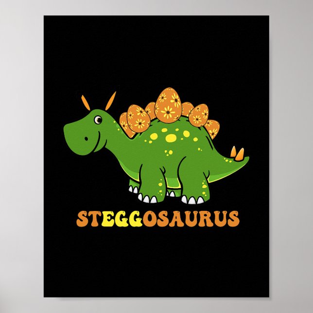 Steggosaurus Egg Dinosaur Happy Easter Day Trex Fe Poster (Front)