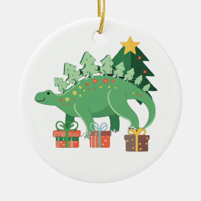 Stego-Festive Stegosaurus Christmas Ornament (Front)