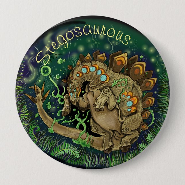 Stegosaurous Dinosaur Art 10 Cm Round Badge (Front)