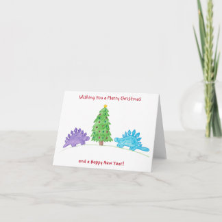 Stegosaurus Christmas and New Year Greeting Card