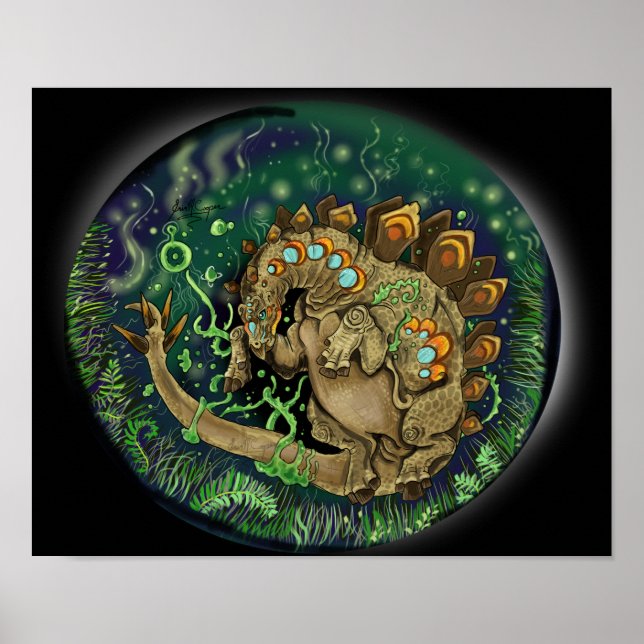 Stegosaurus Dinosaur Art Poster (Front)