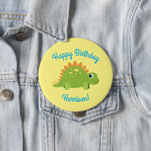 Stegosaurus Dinosaur Birthday Party 10 Cm Round Badge