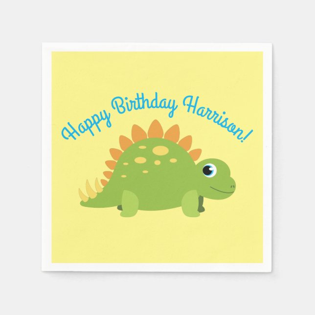 Stegosaurus Dinosaur Birthday Party Napkin (Front)