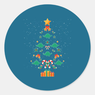 Stegosaurus Dinosaur Christmas Tree Xmas Long Slee Classic Round Sticker