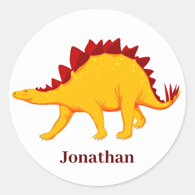 Stegosaurus Dinosaur Design Classic Round Sticker (Front)